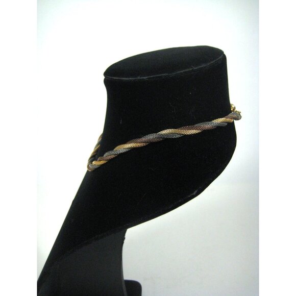 Baskin Brothers Vintage Twisted Rope Chain Necklace Gold Tone Sleek Modern 18 In - Picture 7 of 9